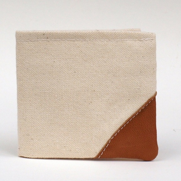 Wallet bifold canvas with leather corners handmade - Picture 1 of 4